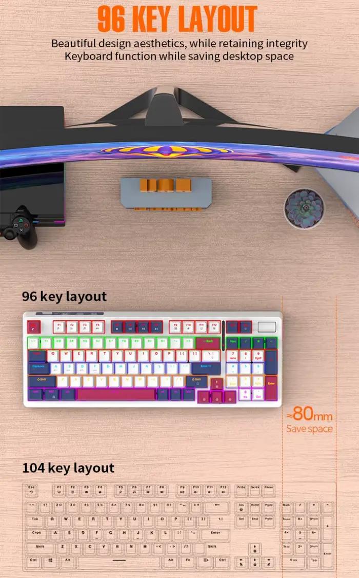 Clavier mécanique sans fil français 96 touches