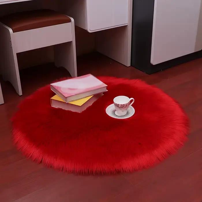 Tapis d'émulation en laine artificielle ronde douce pour maison hôtel plage et pique-nique convient aux enfants et adultes confort de voyage et prière matériaux hypoallergénique adaptable à tout intérieur ```