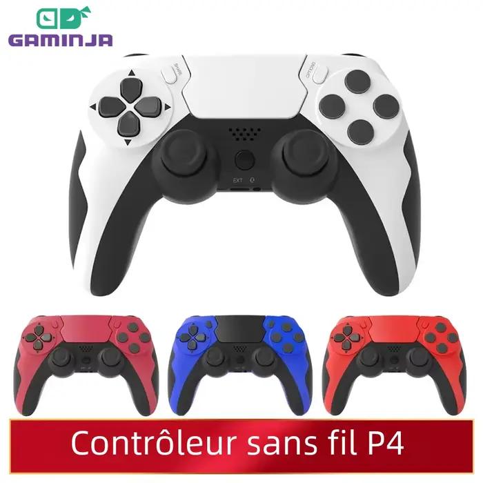 GAMINJA contrôleur sans fil Bluetooth manette Double Vibration 6 axes Joypad pavé tactile Microphone écouteur Port pour PS4 PS3 PC