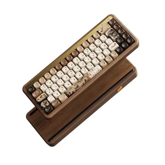 Akko MU01 Mountain Seclusion clavier mécanique en bois disposition ISO-UK/DE rvb échange à chaud BT/2.4G