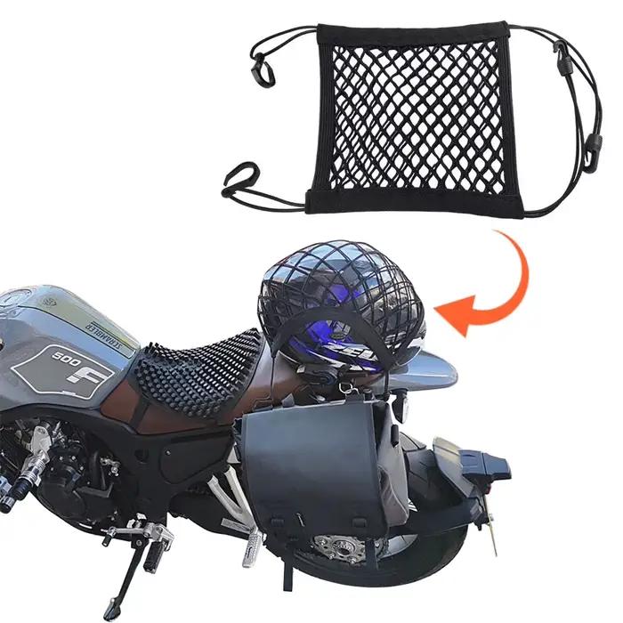 Sac de Coffre de Rangement pour Casque de Moto, Filet à Bagages, Crochet de Maintien, Cargo, Vélo, Scooter, Maille de Carburant Précieux