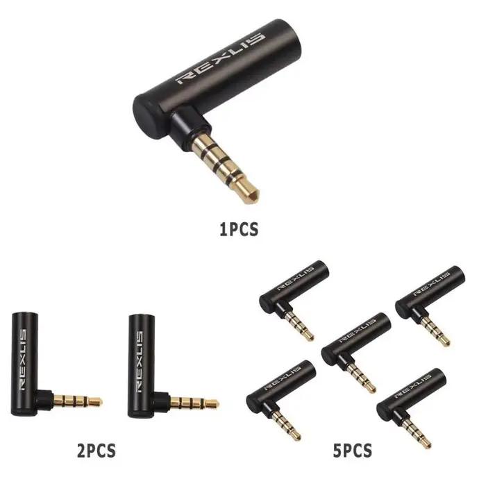 Adapteur Audio 3.5mm Mâle à Femelle 90 degrés Angle Droit Compatible Apple Android PC Occasions Spéciales Écouteurs Microphone Jack