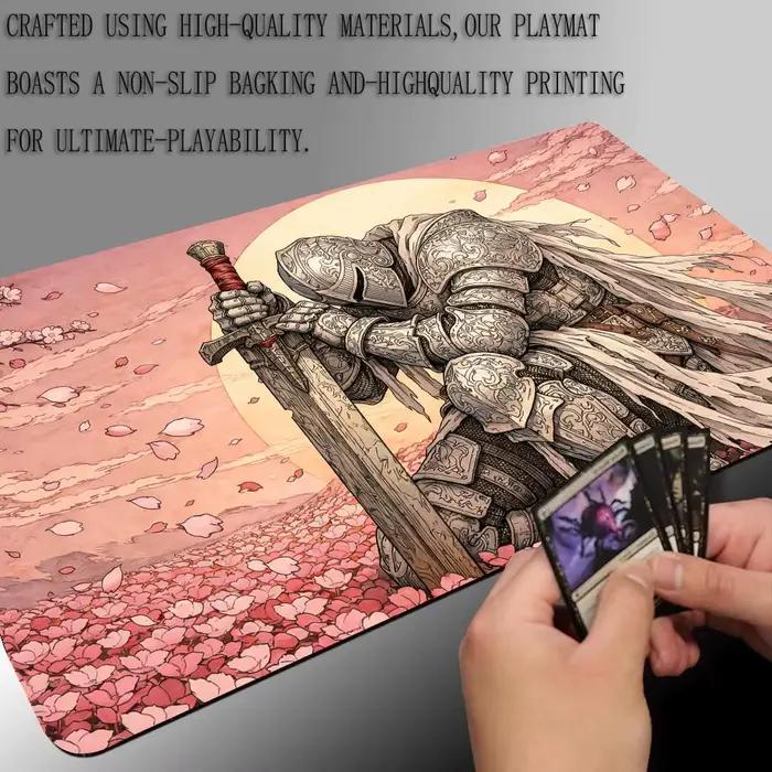 Tapis de jeu MTG Glamorous Knight and Cherry Blossoms 35X60CM