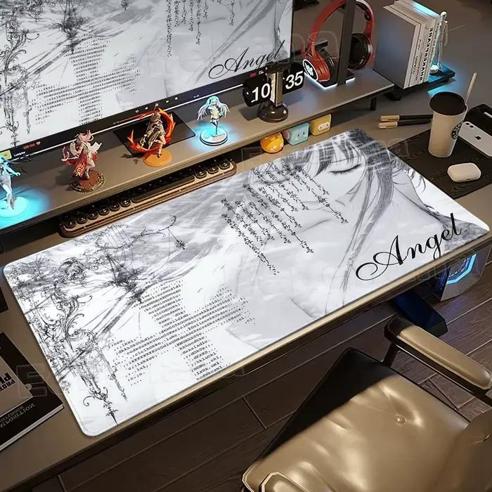 Tapis de Souris Noir et Blanc Grand Format pour PC Gaming