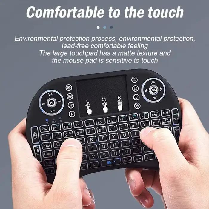 I8 Mini clavier sans fil 7 couleurs rétro-éclairé russe français espagnol portugais arabe 2.4G Air Mouse télécommande pour Android TV Box PC
