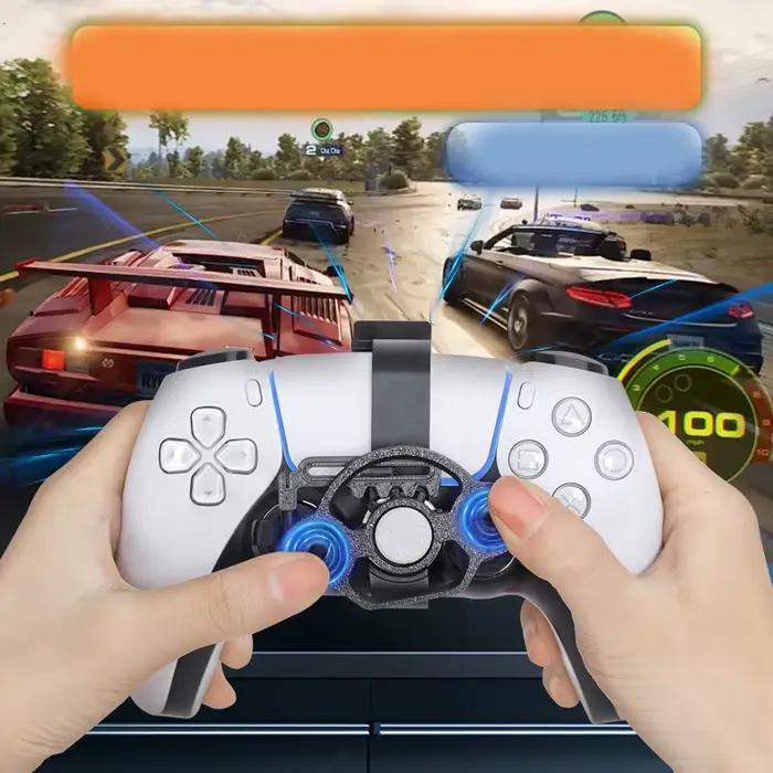 Mini volant PS5 pour contrôleur de jeu avec fonction de démarrage rapide, conception stable, port de chargement accessible, impression 3D haute précision, grande amplitude de mouvement et retour automatique, idéal pour les passionnés de jeux de course