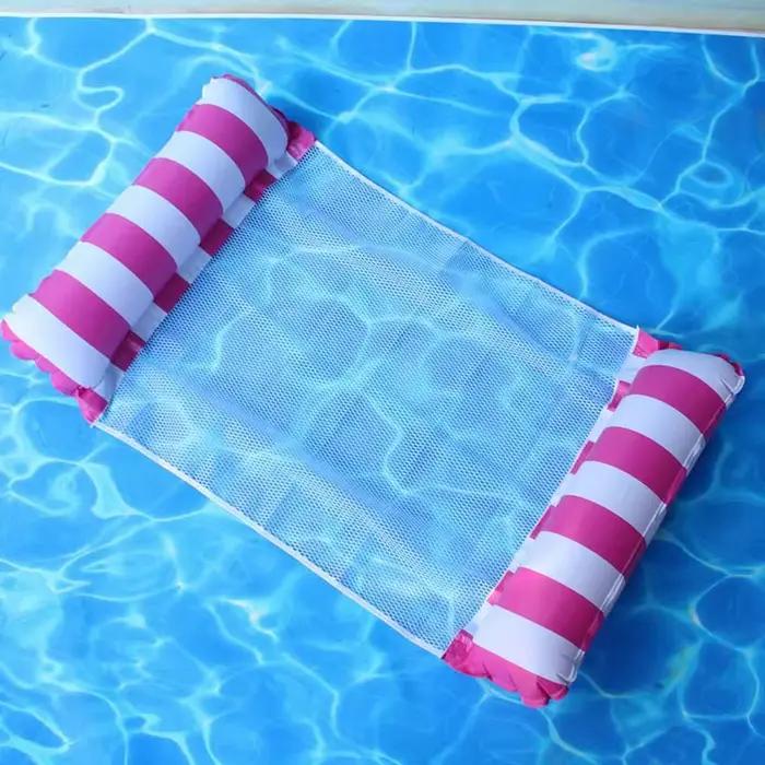 Gonflable pliable flottant rangée piscine fête eau hamac Air matelas Pvc rayure eau flottant tapis gonflable