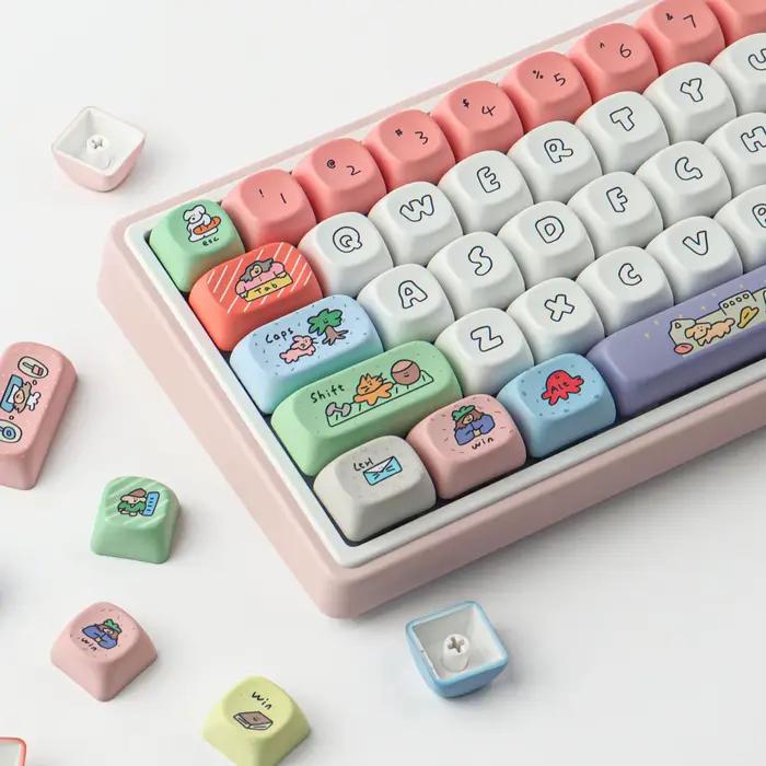 GMK Smiley Face Keycap 126 touches PBT Keycaps MOA profil DYE-SUB personnalisé touches de clavier mécanique ludiques et durables pour bureau et jeu