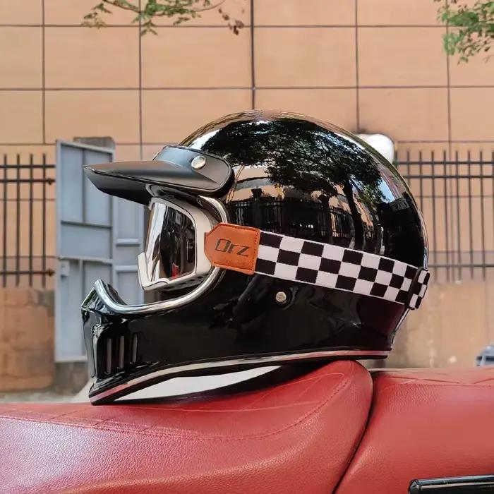 Casque de moto rétro, café Racer rétro, personnalité, intégral, certifié DOT, Jet