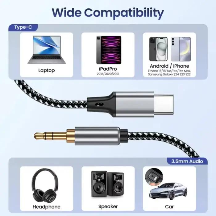 Câble USB Type C à Jack AUX 3.5Mm