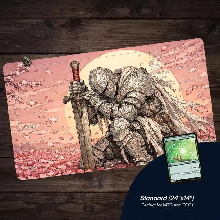 Tapis de jeu MTG Glamorous Knight and Cherry Blossoms 35X60CM