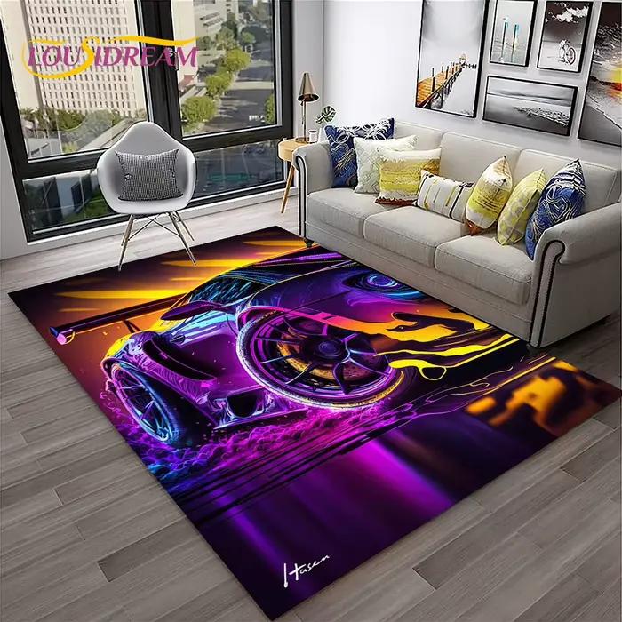 Tapis de voiture de course de sport Lea pour la maison, le salon, la chambre à coucher, la salle de jeux, le canapé, les virus de porte, la zone de jeu des enfants, les polymères de sol non ald