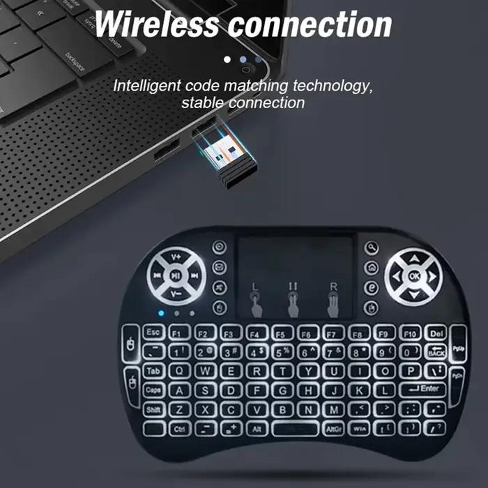 I8 Mini clavier sans fil 7 couleurs rétro-éclairé russe français espagnol portugais arabe 2.4G Air Mouse télécommande pour Android TV Box PC