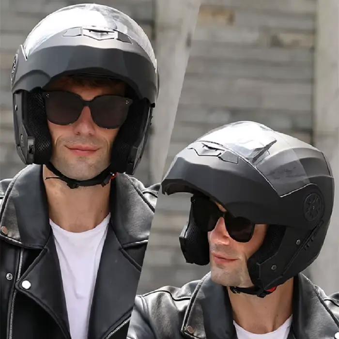 Casque BLD Modulaire Flip-Up Doublure Amovible Lavable Visière Anti-Buée Confortable Scooter Motard Occasions Spéciales