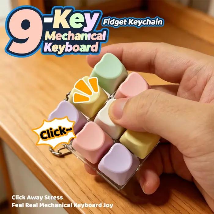 Porte-clés clavier fidget en forme de cœur à 9 touches
