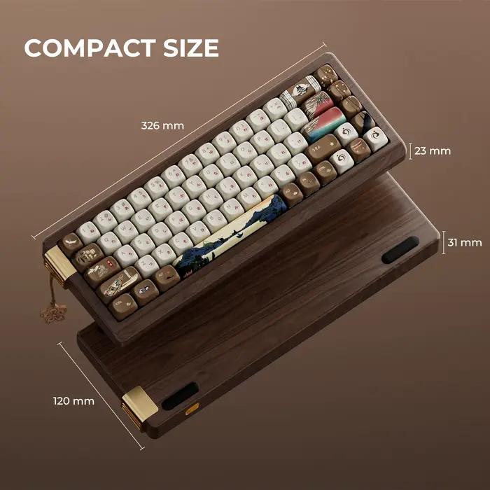 Clavier mécanique en bois de noyer solide tri-mode 65% sans fil échangeable à chaud pour gamers et créateurs occasions spéciales