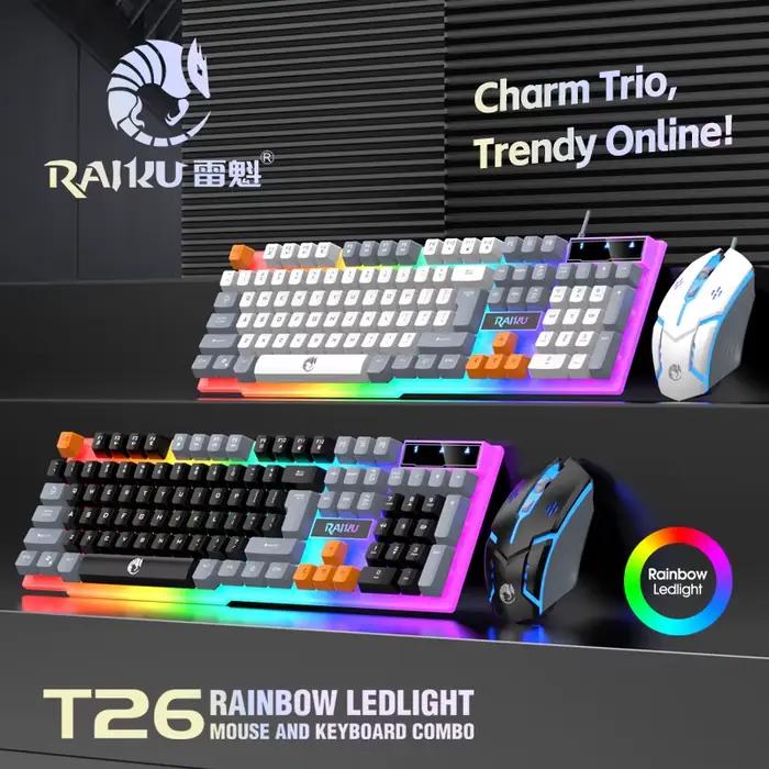 RAIKU T26 clavier lumineux trois tons souris filaire mécanique tactile