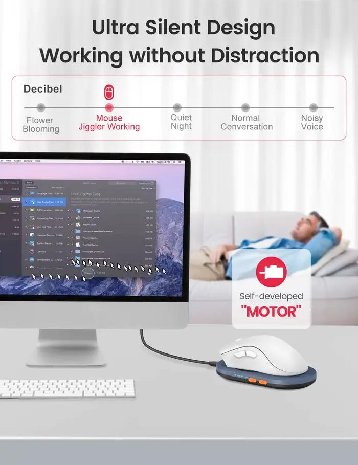 Vaydeer-Jiggler de souris indétectable avec adaptateur secteur et interrupteur marche/arrêt