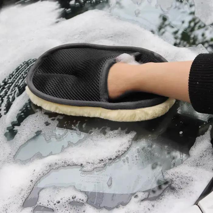 Gants de lavage de voiture en laine douce, style de voiture, brosse de livres, produits d'entretien de laveuse de moto, gants de lavage en peluche