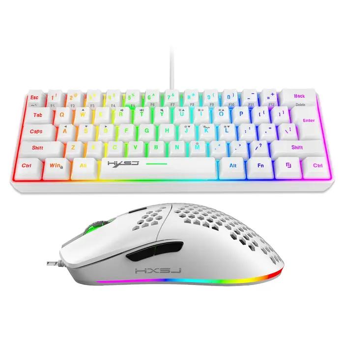 Vente chaude HXSJ 61 touches V700 RGB lumineux mécanique sensation clavier et souris combos jeu pour jeu sur ordinateur