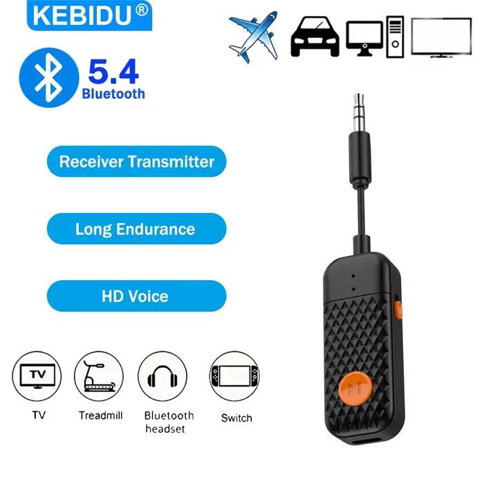 Émetteur-récepteur Bluetooth 5.4 3.5mm Aux 2-en-1 Adaptateur audio sans fil pour TV Casque Radio de voiture Vol Lecteur MP3 Haut-parleur