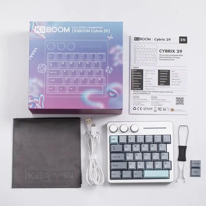 KiiBOOM Cybrix 29 29 touches + 3 boutons clavier de jeu magnétique à effet Hall filaire rapide CNC en aluminium et acrylique taux d'orientation 8Khz