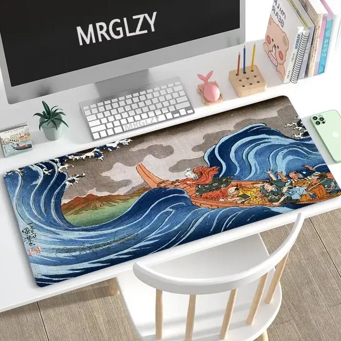 AngiWaves-Grand tapis de souris de style japonais