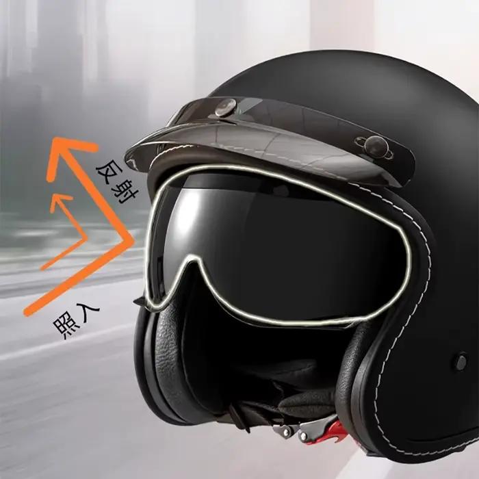Casque de Moto à visage ouvert casque de Moto Vintage Unique rétro Moto 3/4 demi-casque quatre saisons doublure amovible