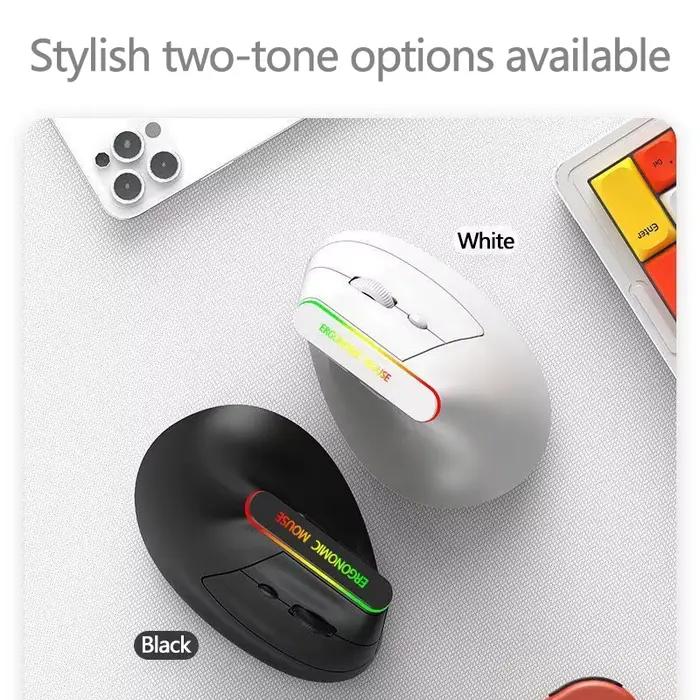 Warvank VM1 bouton de basse souris de jeu verticale sans fil ergonomique éclairage rvb TYPE-C charge Bluetooth