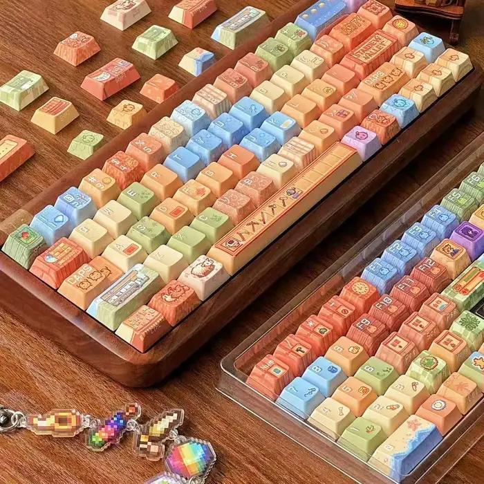 136 touches Stardew Valley thème Keycap Chreey PBT cinq côtés colorant-Sub haute valeur personnalité créative clavier mécanique Keycaps
