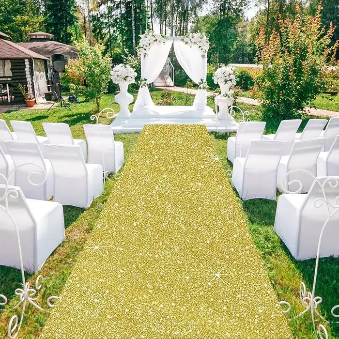 Tapis à paillettes de mariage doré de haute qualité, tapis Long de piste extérieure de Thanksgiving de noël de vacances, grand tapis personnalisé