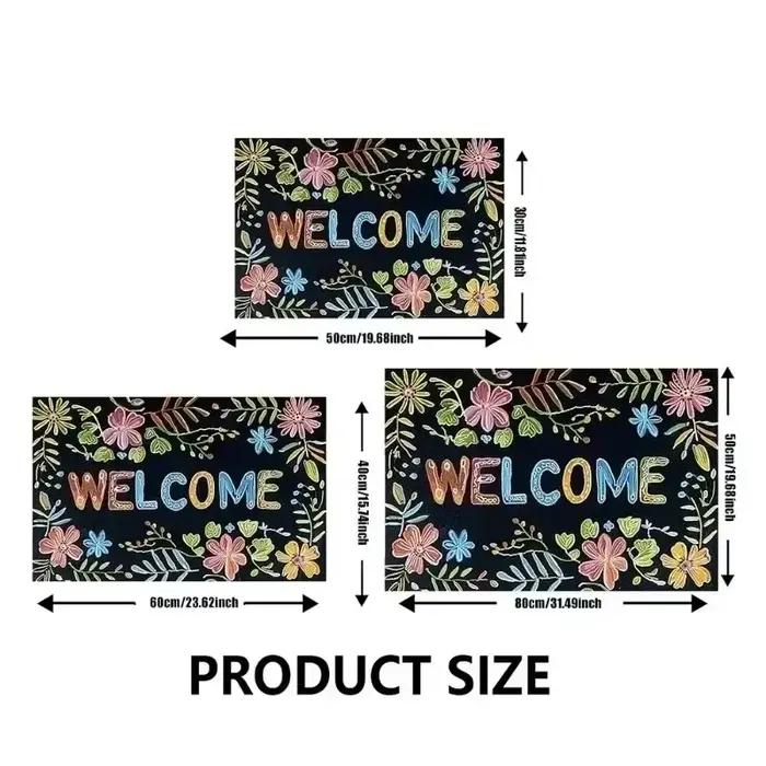 Tapis chat noir mignon dessin animé zone antidérapante paillasson doux tapis de bienvenue pour salon tapis chambre tapis extérieur décor à la maison