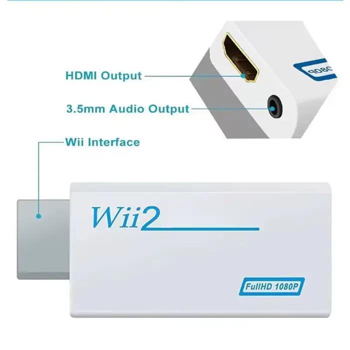Adaptateur de convertisseur compatible HDMI Full HD 1080P pour console Wii pour Wii 2 Câble audio