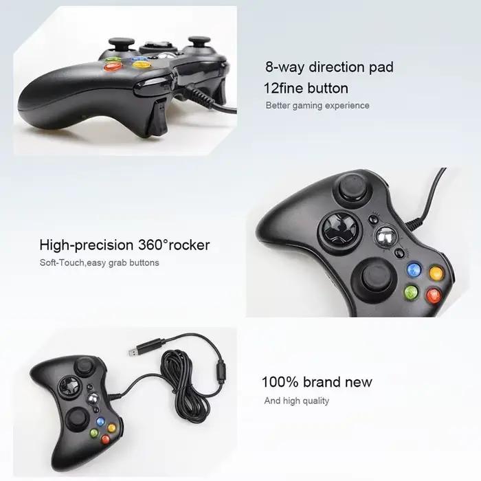 Manette de jeu filaire USB pour Xbox 360 Windows 10/8.1/8/7