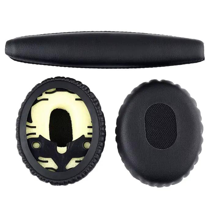 Paire de coussins d'oreille noirs avec tête Sub pour Bose QC3