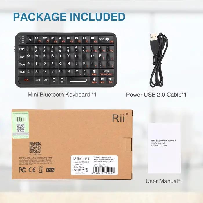 Rii-Clavier sans fil Bluetooth 518BT pour TV