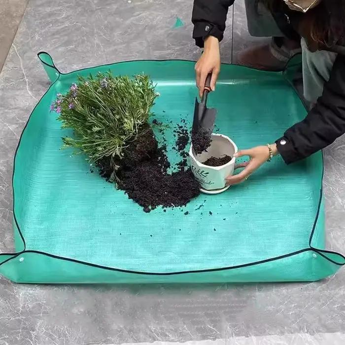Tapis de jardinage imperméable pour repotage, tapis carré pour plantes, pliable, anti-salissure