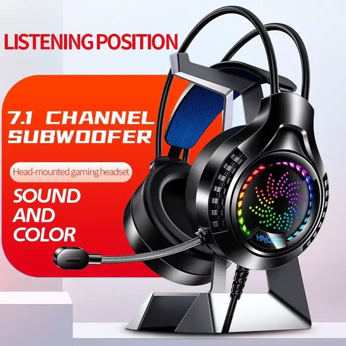 Casque de jeu rvb avec Microphone 7.1 Surround HD son stéréo double 3.5mm USB