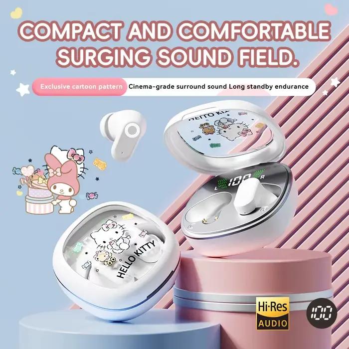 Ecouteurs intra-auriculaires Sanrio TWS sans fil imperméables avec annulation de bruit pour activités sportives et de plein air