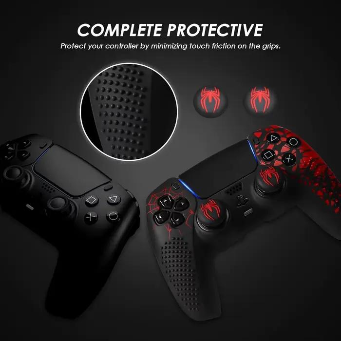 Pour PS5 Playstation 5 contrôleur housse de protection souple anti-dérapant peau de Silicone avec poignées de pouce bricolage personnalisé série araignée