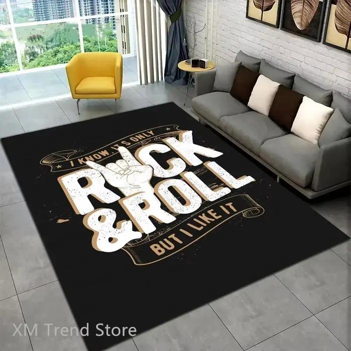 Tapis de musique rock and roll, tapis de cuisine, tapis d'entrée, décoration de sol de chambre à coucher, tapis de salon, tapis anti-ald