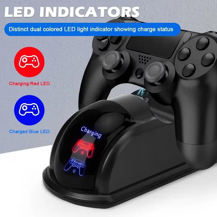 Station de charge rapide avec indicateur LED pour contrôleur PS4/PS4 Slim/PS4 Pro