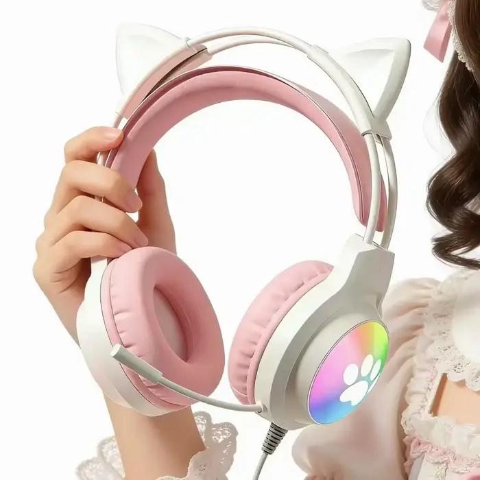 Casque de jeu SOYTO avec oreilles de chat RGB