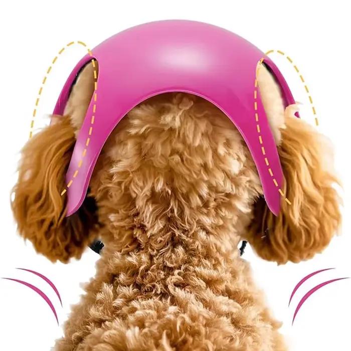 Casque de moto pour chien de petite et moyenne taille, avec trous d'oreille, chapeau de sécurité pour chien avec ceinture réglable, marche en plein air
