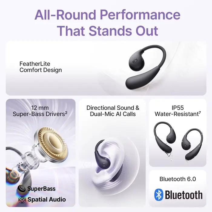Écouteurs sans fil sportifs à oreille ouverte Baseus Bass BF1 Lite Bluetooth 5.4 avec crochets d'oreille