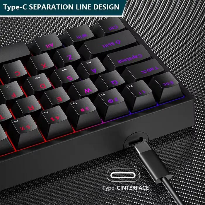 K620 Mini clavier mécanique de jeu 61 touches rvb Hotswap type-c