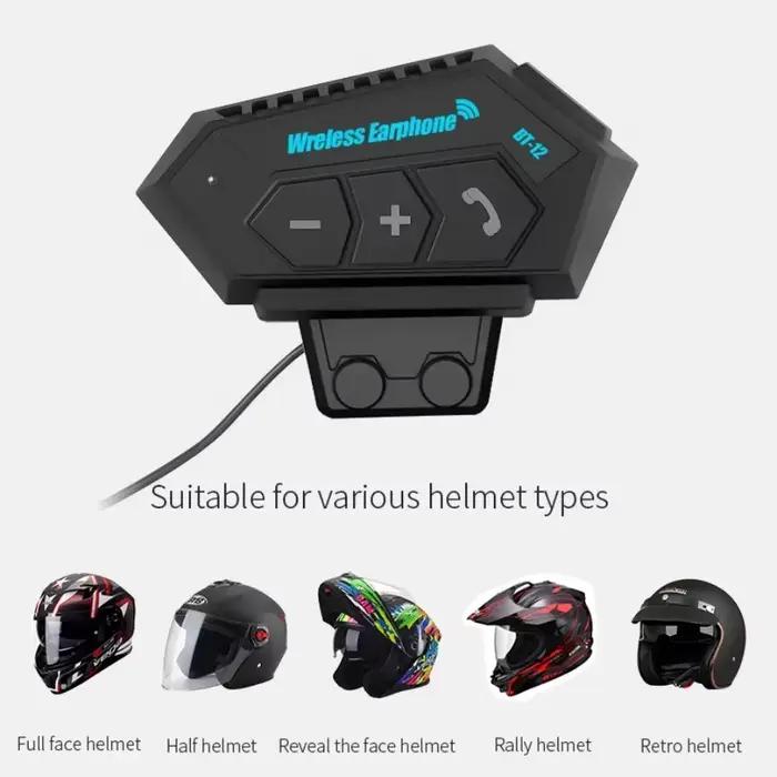 Casque de moto Bluetooth 5.0 BT12, casque, écouteur, sans fil, mains libres, lecteur de musique, Hurbike