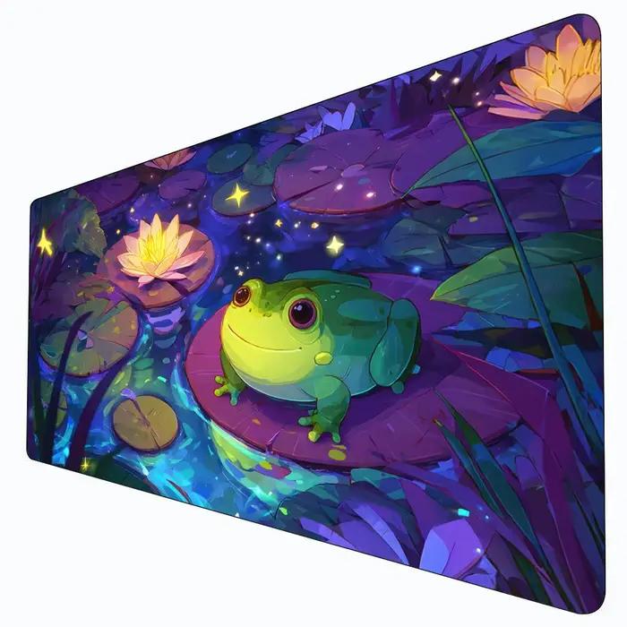 Tapis de jeu MTG avec motif de grenouille mignonne et étang de lotus