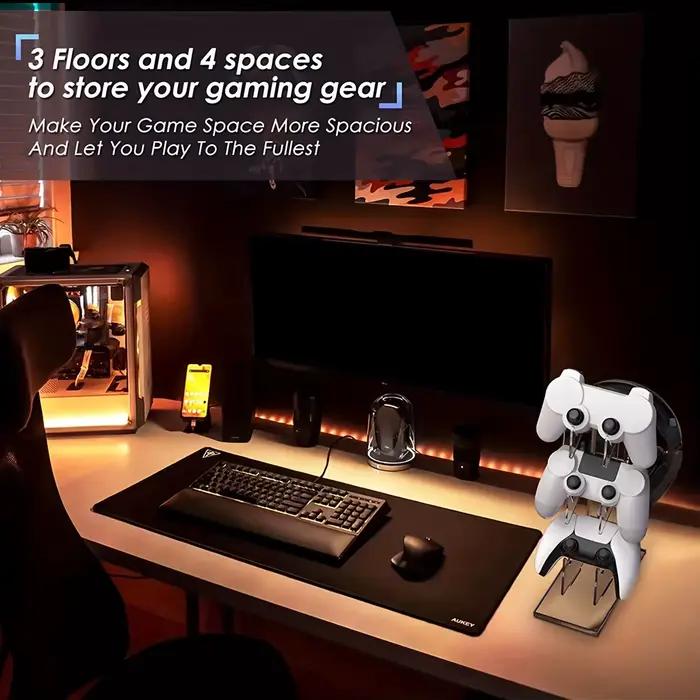 Support de contrôleur universel à trois couches avec support pour casque pour PS5 PS4 rangement élégant pour gamer occasions spéciales