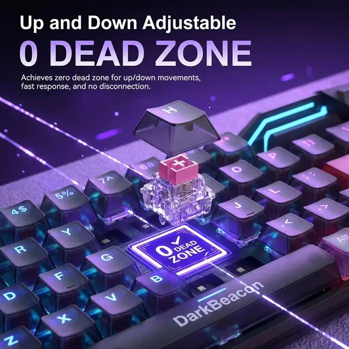 Clavier de jeu magnétique DarkBeacon 65% HE Flux 68 filaire RGB à structure Gasket Hot Swappable pour PC portable et Gamer